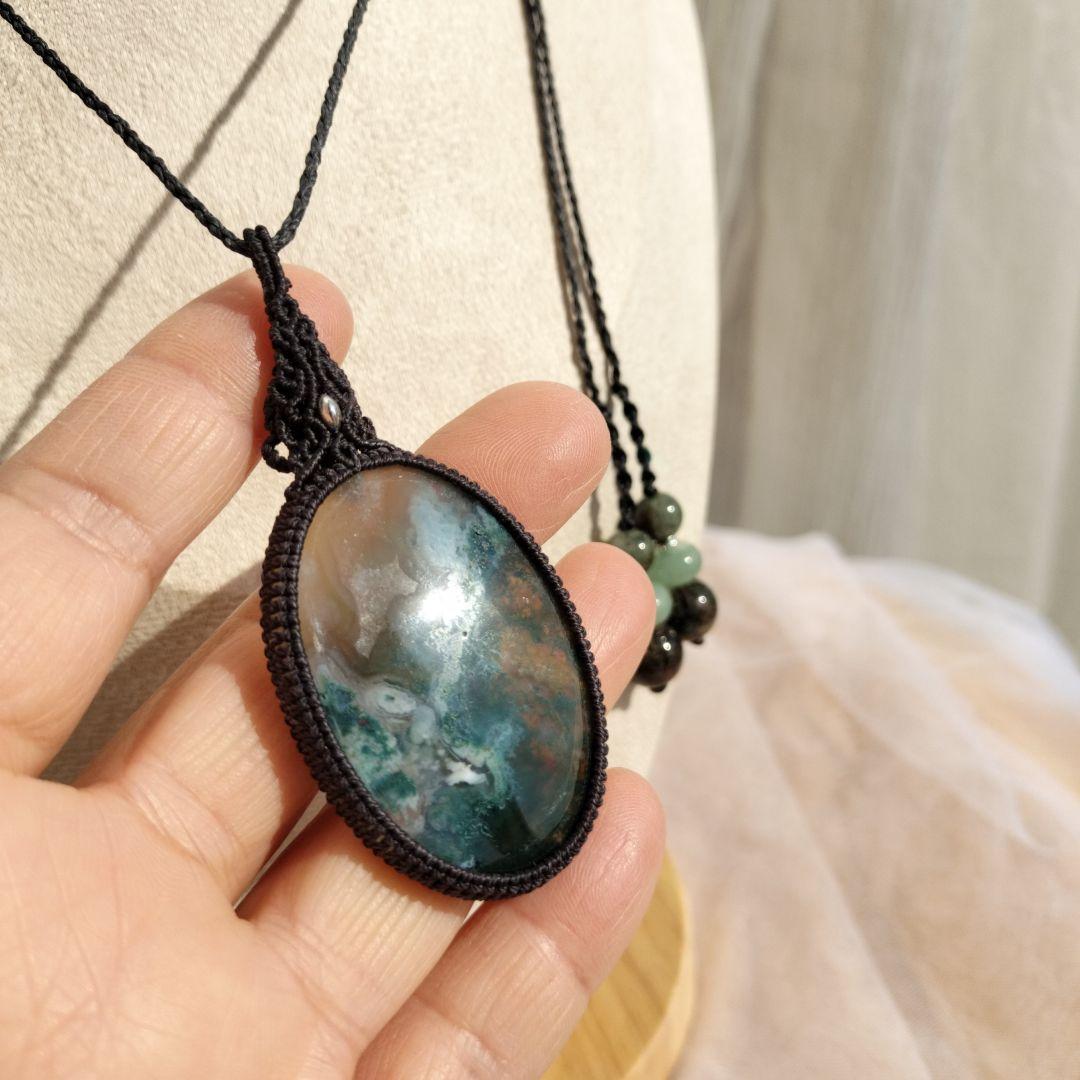 モスアゲート　マクラメ編みネックレス他1点同梱