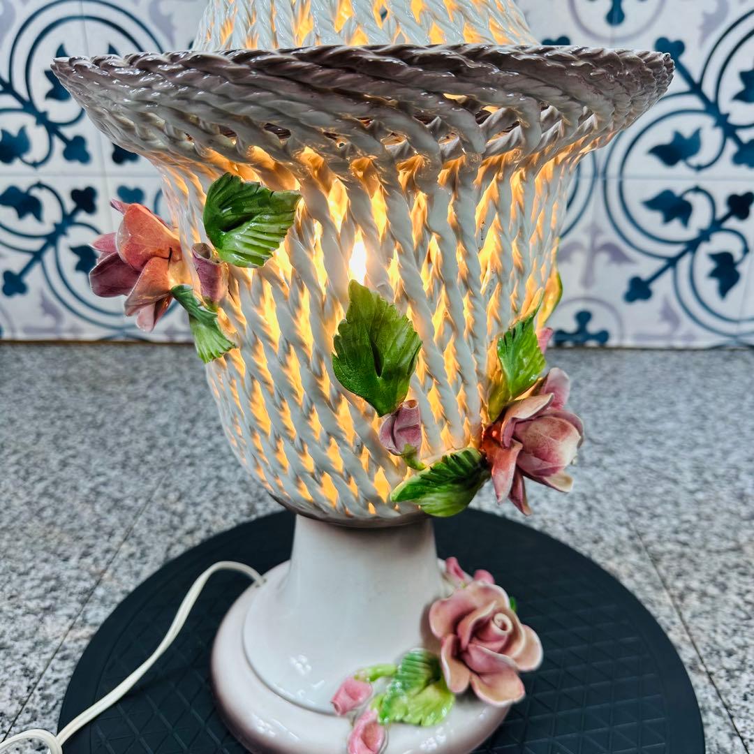 【希少】イタリア　アールヌーヴォー アンティークランプ　陶器 エンジェル 天使