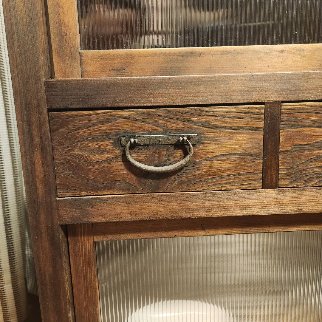 昭和レトロ 水屋箪笥 飾り棚 古家具 木製キャビネット 食器棚 時代箪笥
