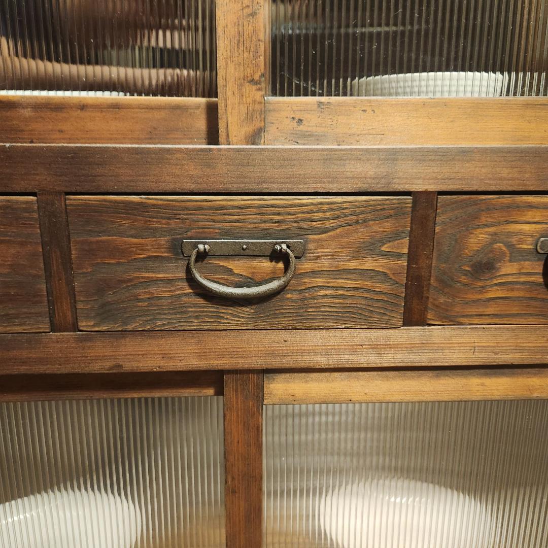 昭和レトロ 水屋箪笥 飾り棚 古家具 木製キャビネット 食器棚 時代箪笥