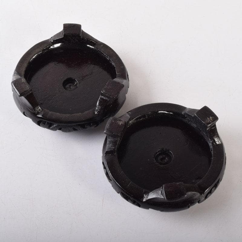 中国　古七宝琺瑯彩　獅子摘　花草文瓶　蓋壷　唐木台付　一對　V　7451