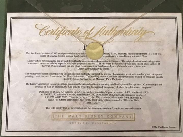 ディズニーセル画　バンビととんすけ　380/500