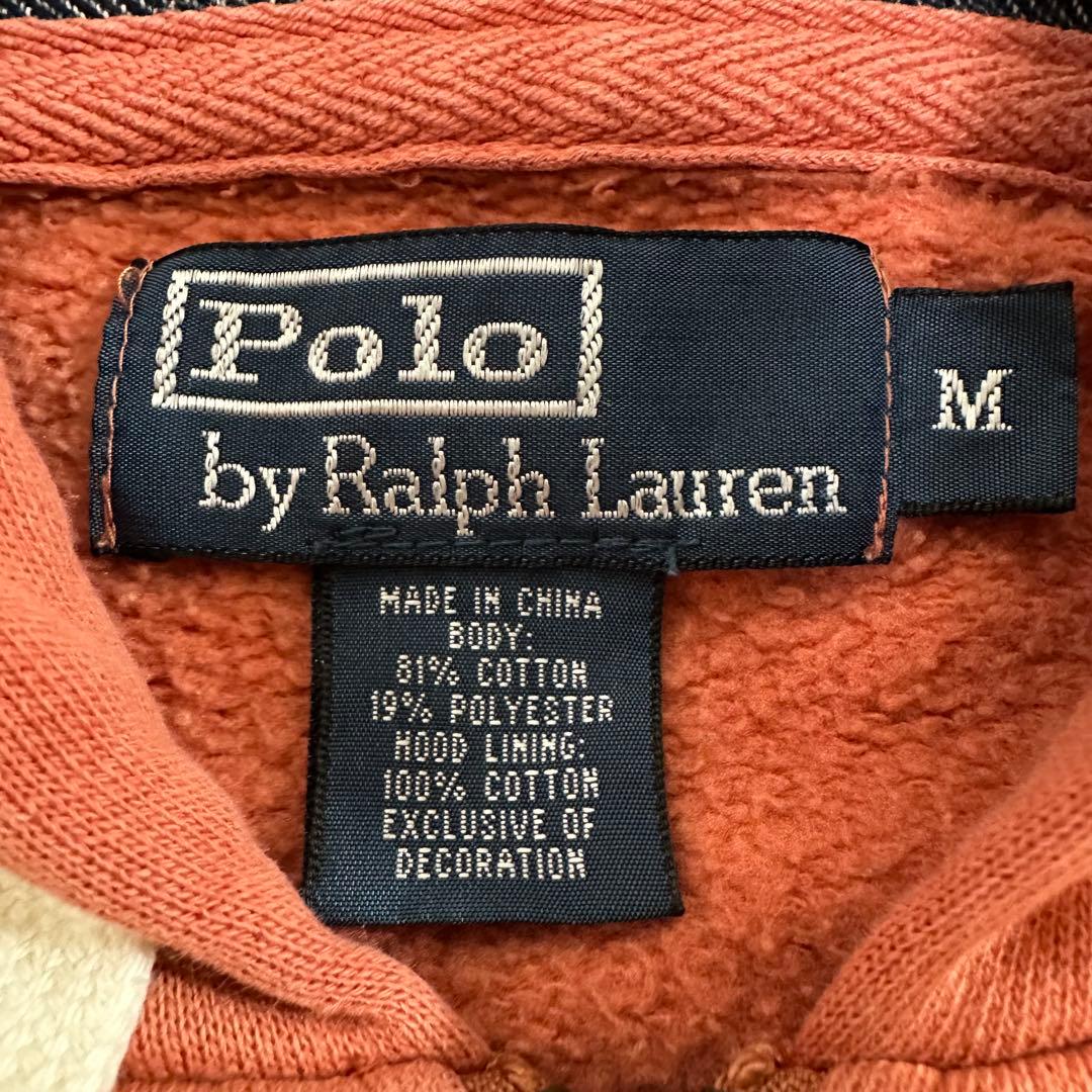 90s ポロ ラルフローレン ネイティブ柄 ジップパーカー サーモンピンク