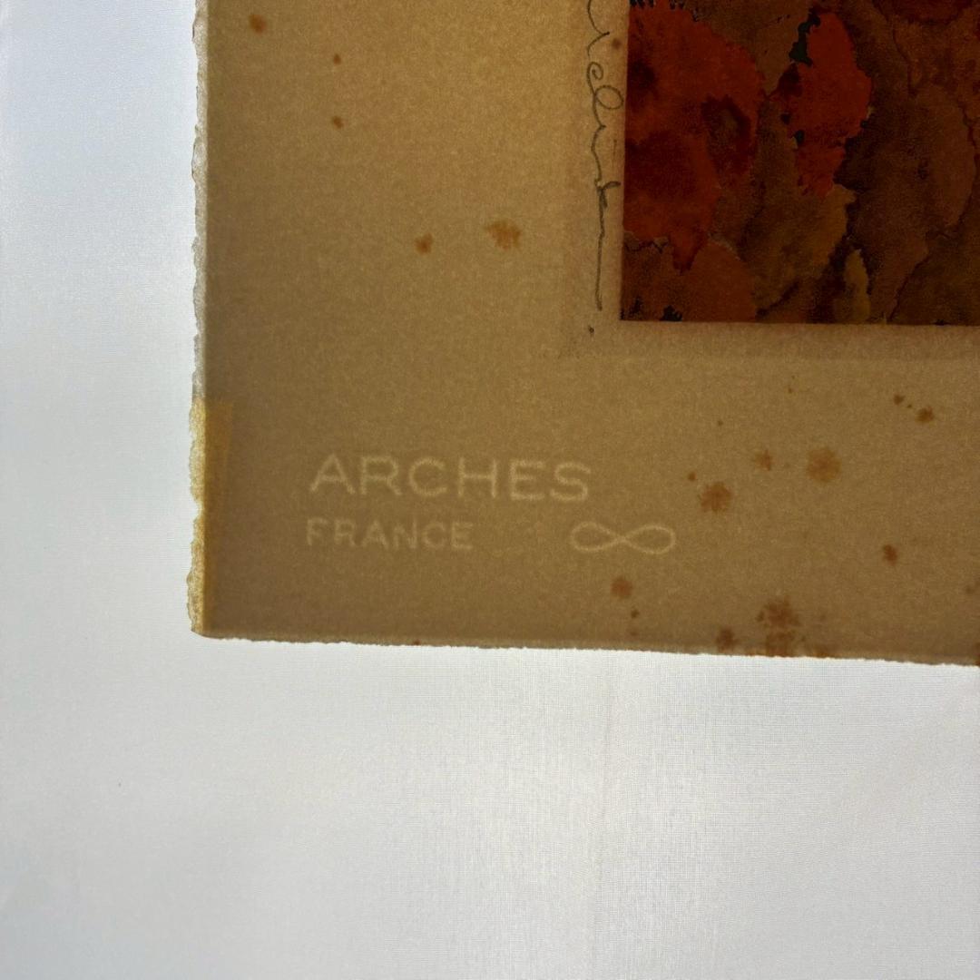 内田正泰「炭焼小屋の秋」リトグラフ 直筆サイン入り 額縁入り 風景画 紅葉