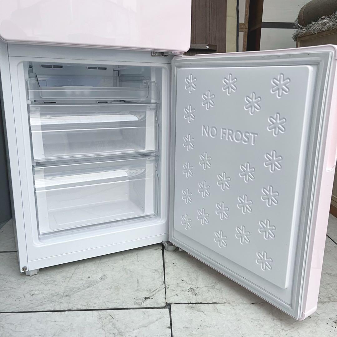 取付無料！高性能パステルピンクおしゃれデザインインテリア冷蔵庫！洗濯機