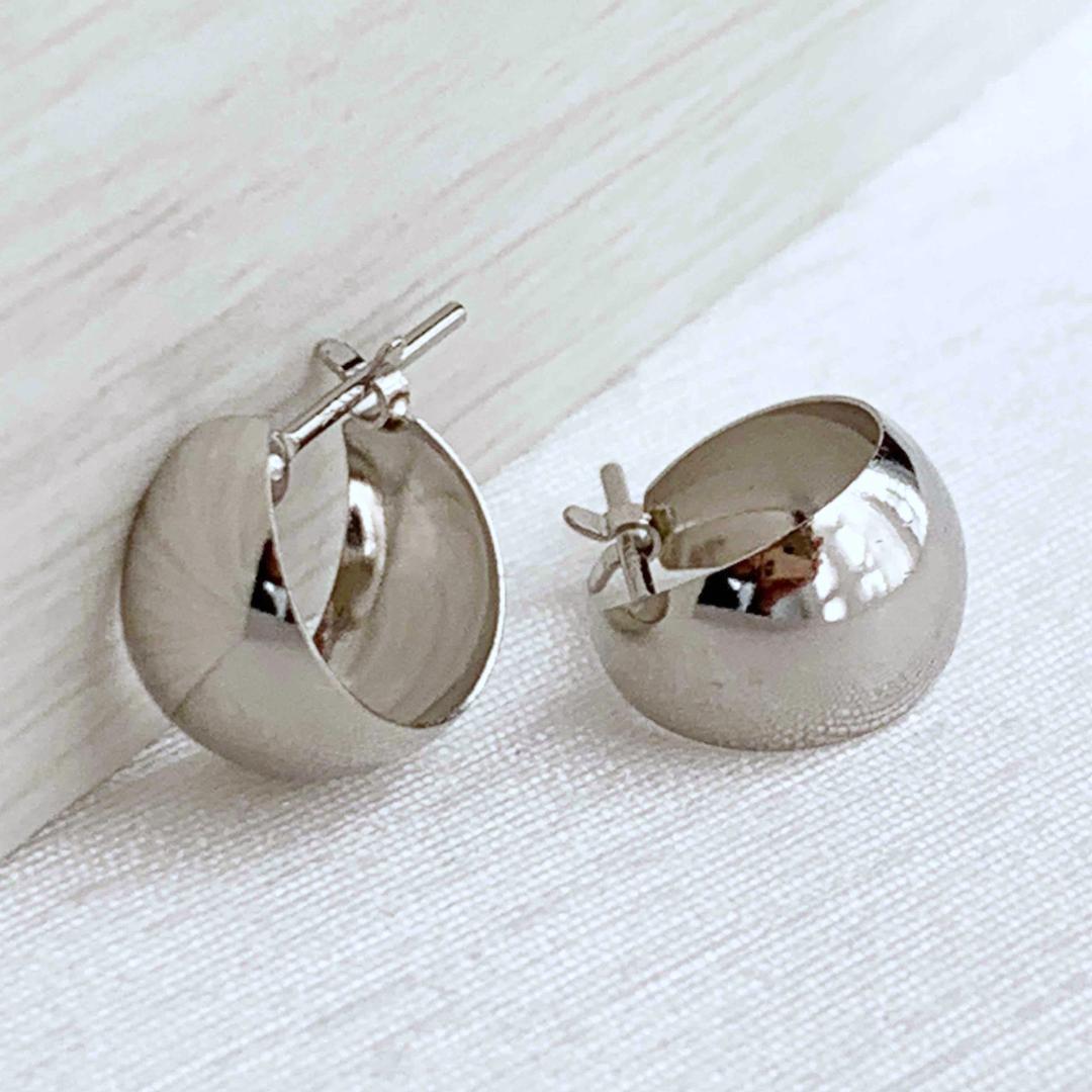 プラチナ【7×10mm 月甲フープピアス】Pt900刻印入 日本製 ペア 新品！