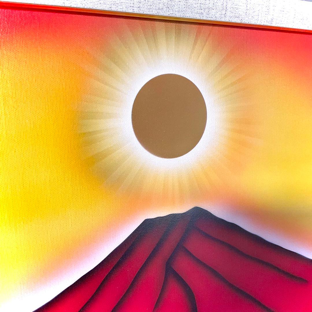 富士山絵画☆日本画新春セール☆赤富士天照大御神 商売繁盛仕事運アップ F6号