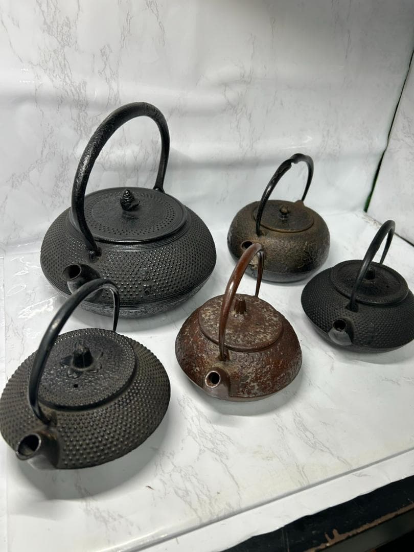 南部鉄器 鋳鉄製 鉄瓶 5個 セット まとめ売り 作者不明 茶道具 詳細不明