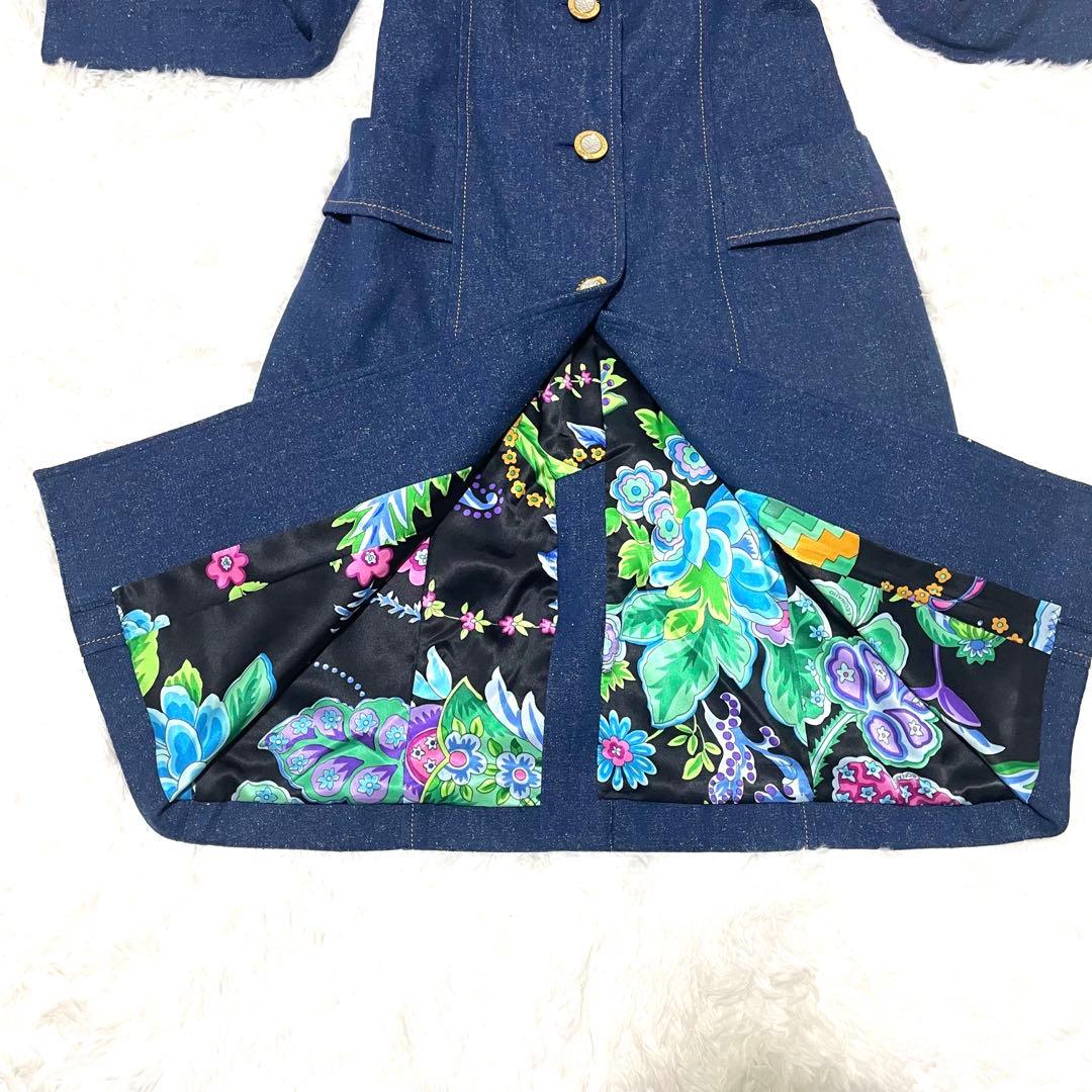 レオナール 裏地総柄 派手 シルク デニム チェスターコート ロングコート