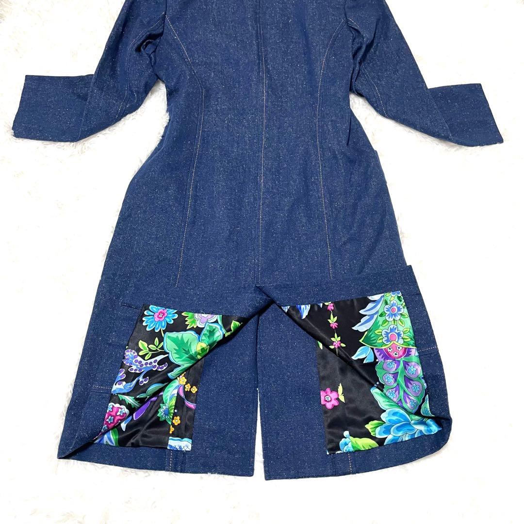 レオナール 裏地総柄 派手 シルク デニム チェスターコート ロングコート