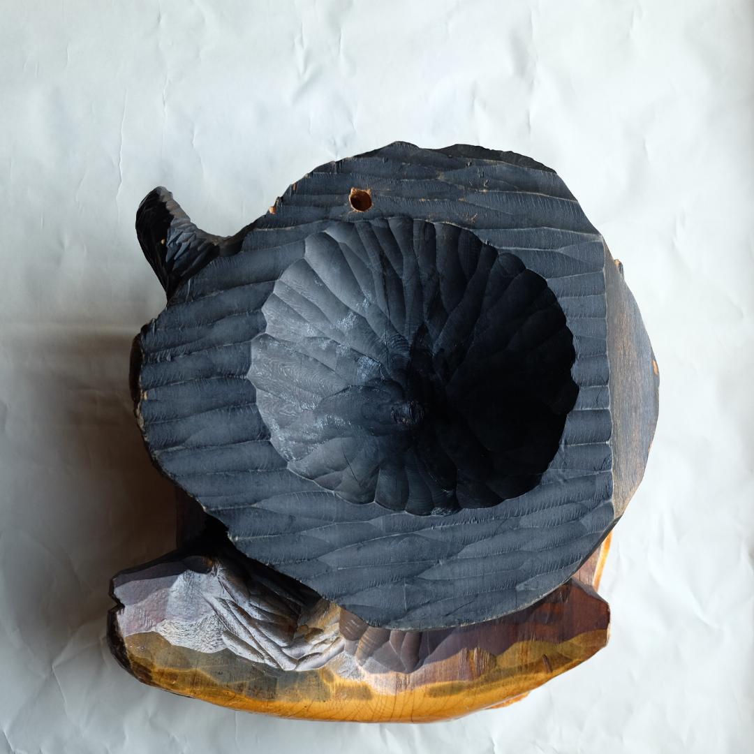 熊マスク／壁掛け／木彫りの熊／鮭