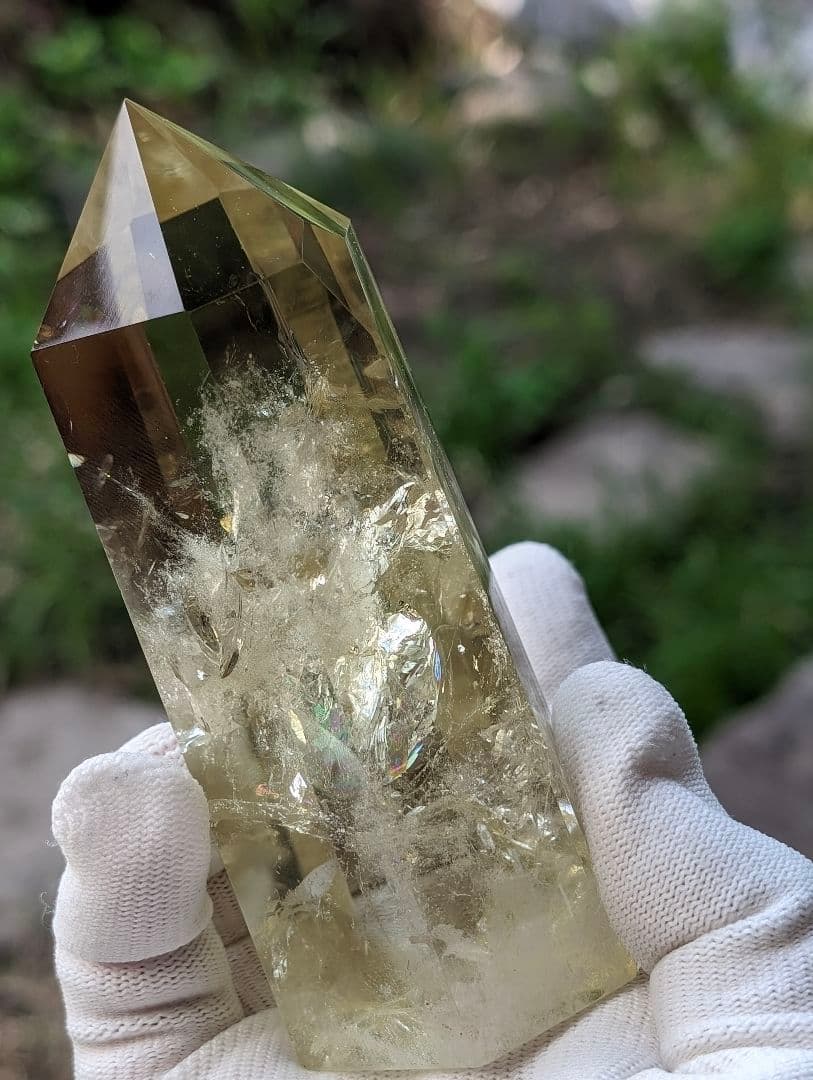 299g 虹　シトリン ポイント クラスター Point 柱 ポイントgi5