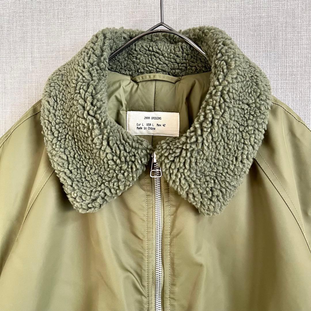 ZARA ORIGINS フライトジャケット ボンバー ボア オリーブ L
