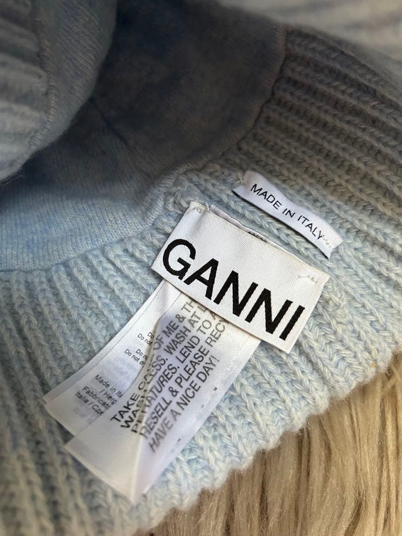 GANNI ニット帽 水色　ビーニー
