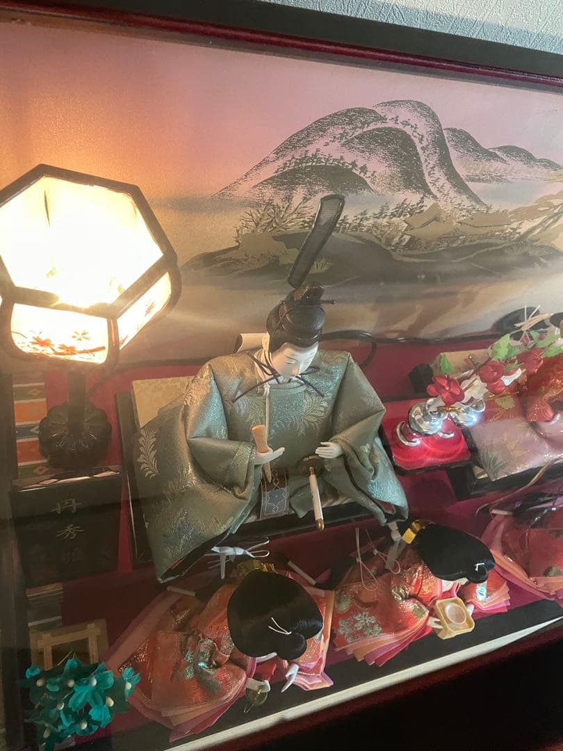 【美品】丹秀雛　極上特製三月雛人形 ケース付き　オルゴール人形小道具付き