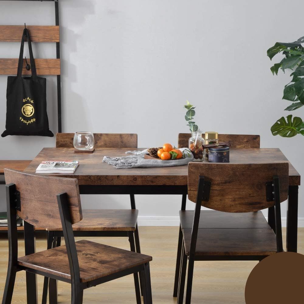 超人気！4人掛け テーブル＆チェア4脚 オシャレ北欧風 幅110 BROWN