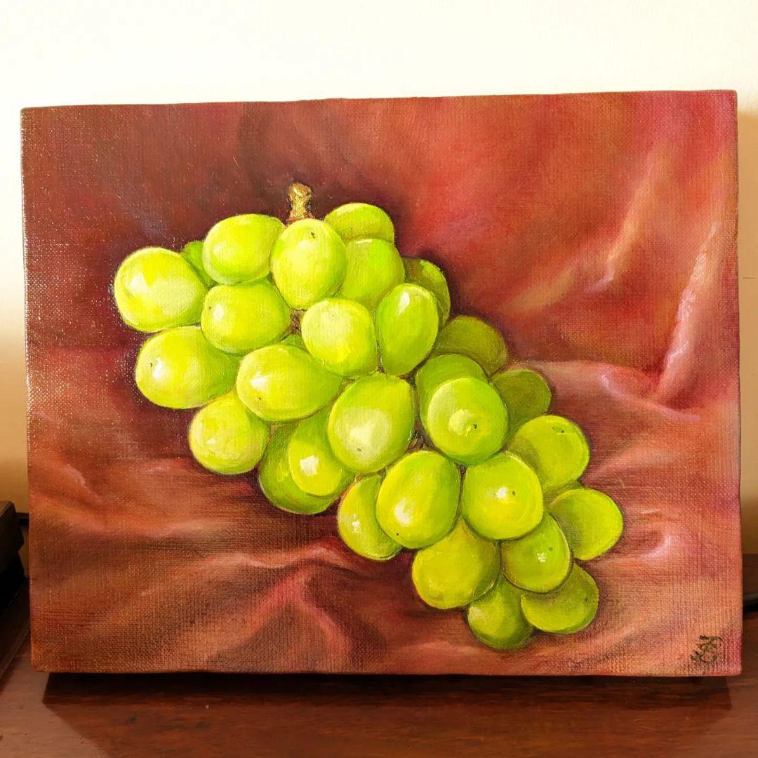 painterTMK作品 シャインマスカット　油絵　静物画　絵画　果物絵画