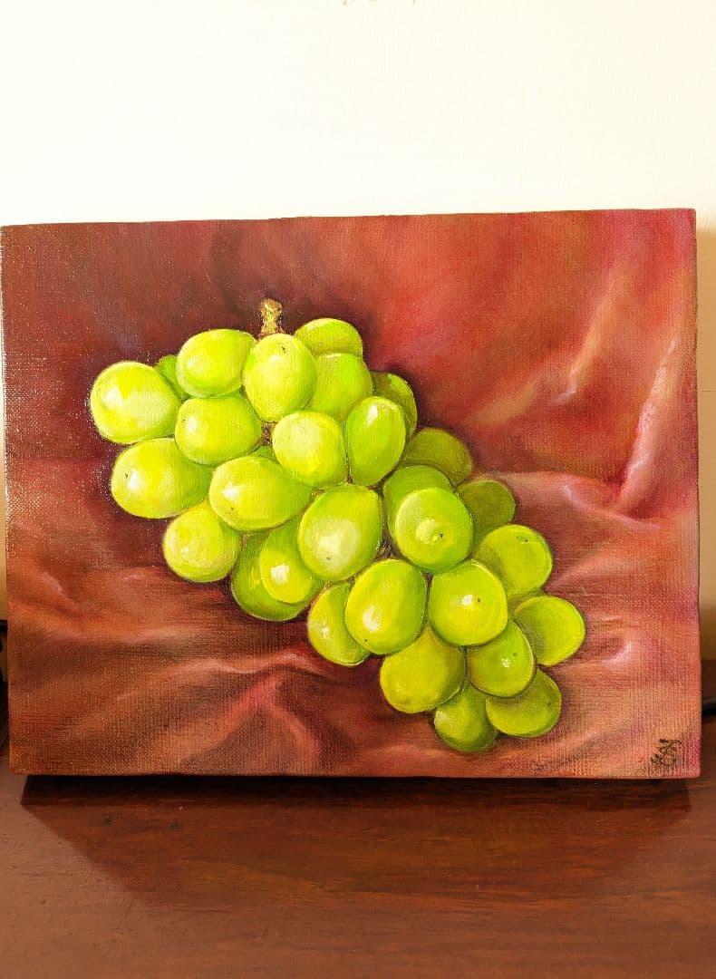 painterTMK作品 シャインマスカット　油絵　静物画　絵画　果物絵画