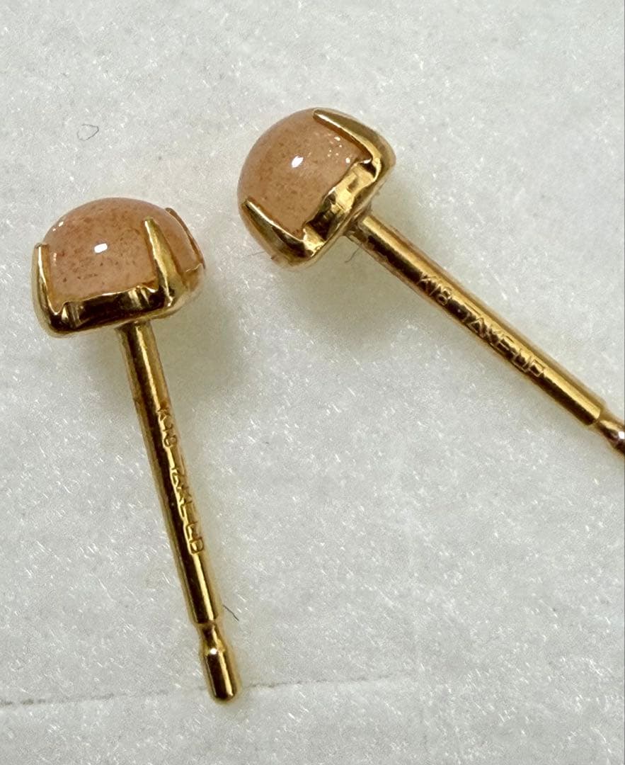 極美品　TAKE-UP セカンドピアス　K18YG オレンジムーンストーン