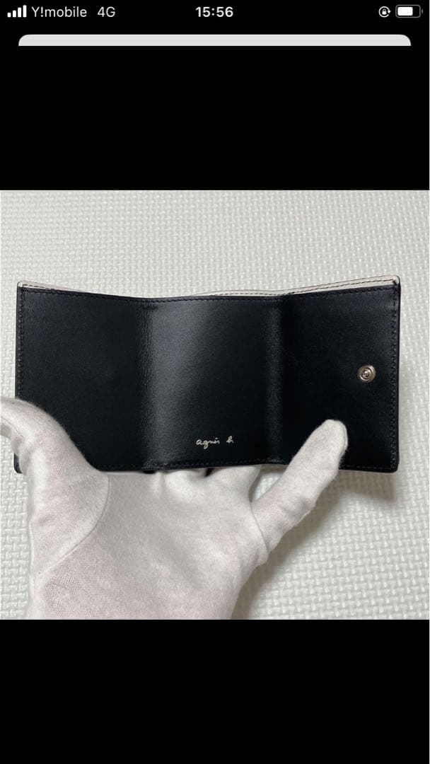 未使用　agnes b. アニエスベー　レザー三つ折り財布　ブラック　ミニ財布