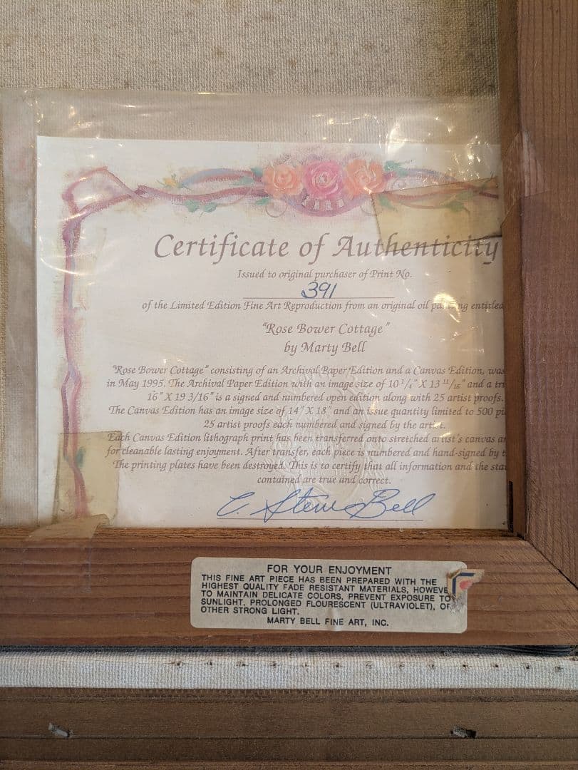 Marty Bell『Rose Bower Cottage』限定品・証明書付き