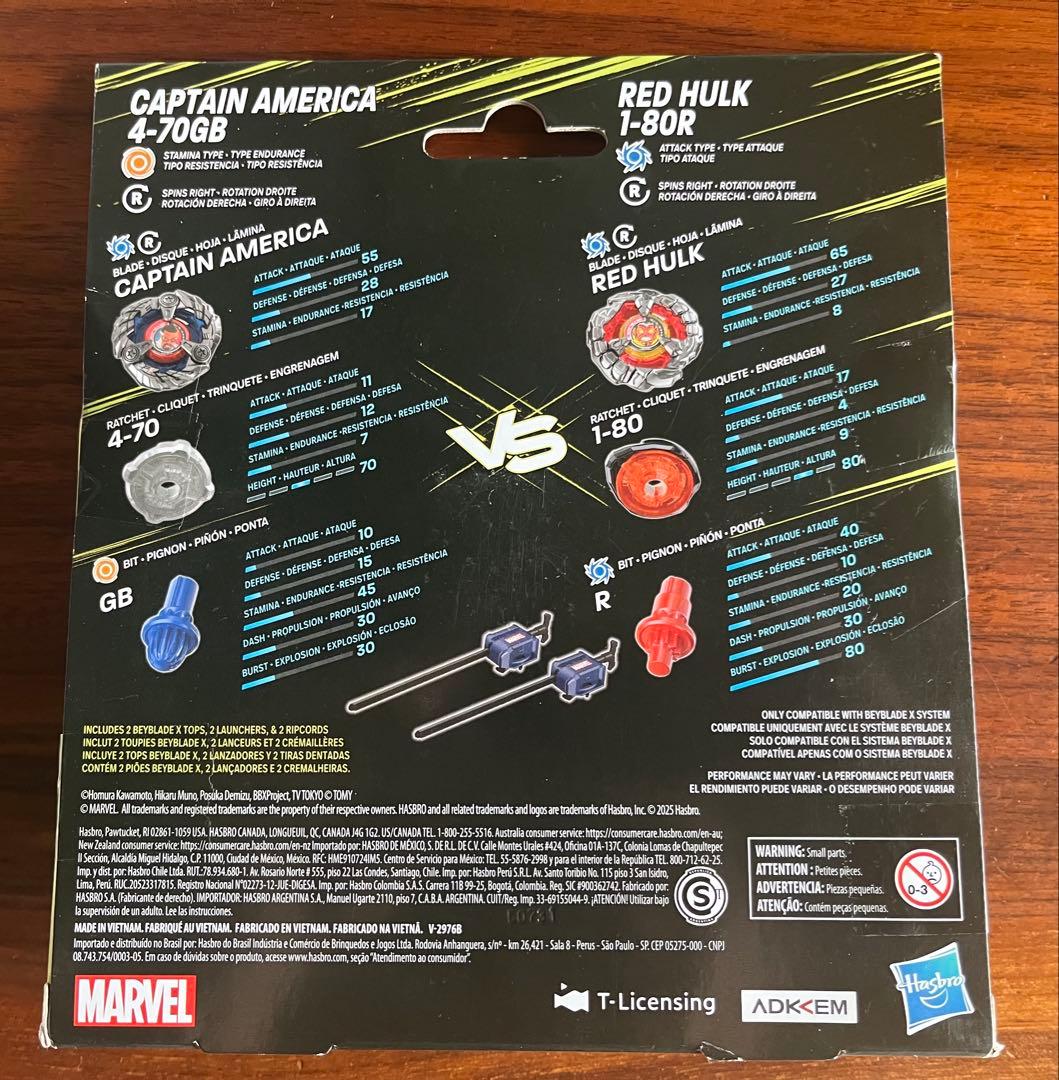 ベイブレードX キャプテンアメリカ(4-70GB)&レッドハルク(1-80R)