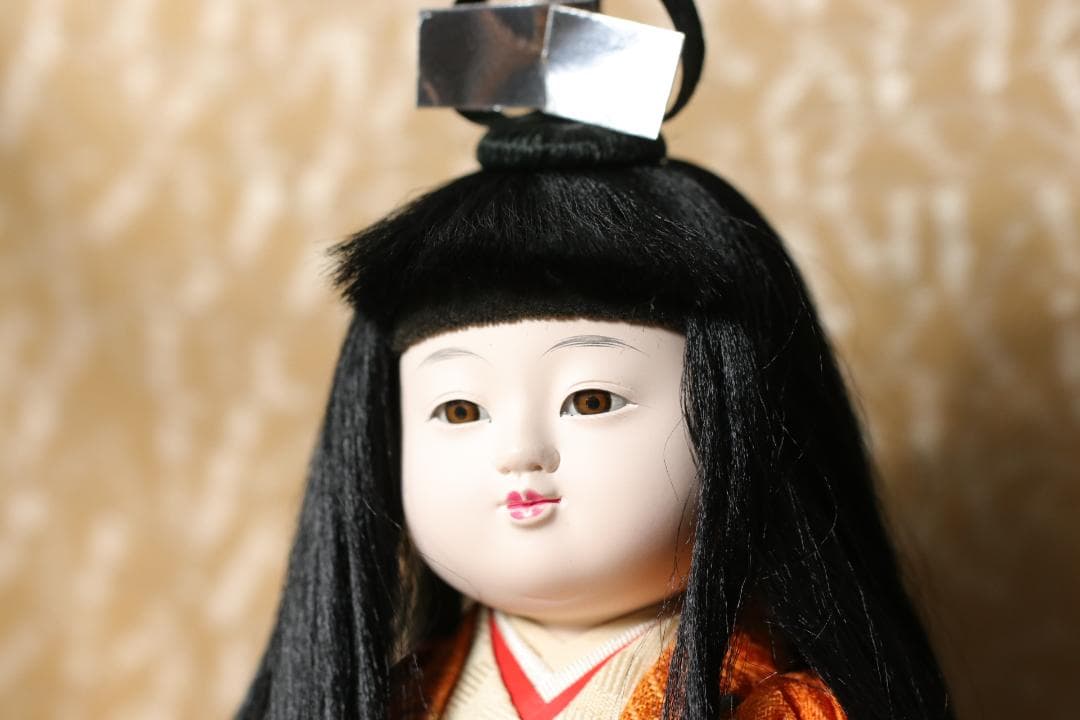 日本人形 三陽作「寿の舞」ガラスケース付 尾山人形 縁起物 工芸品 置物