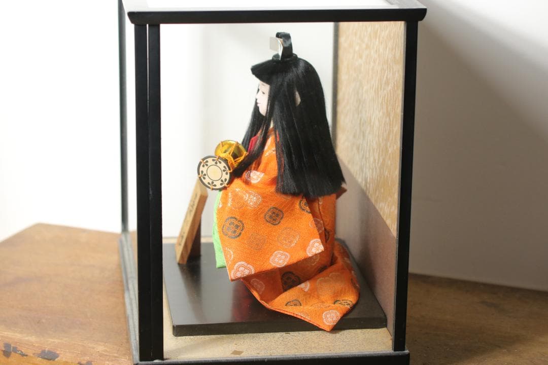 日本人形 三陽作「寿の舞」ガラスケース付 尾山人形 縁起物 工芸品 置物