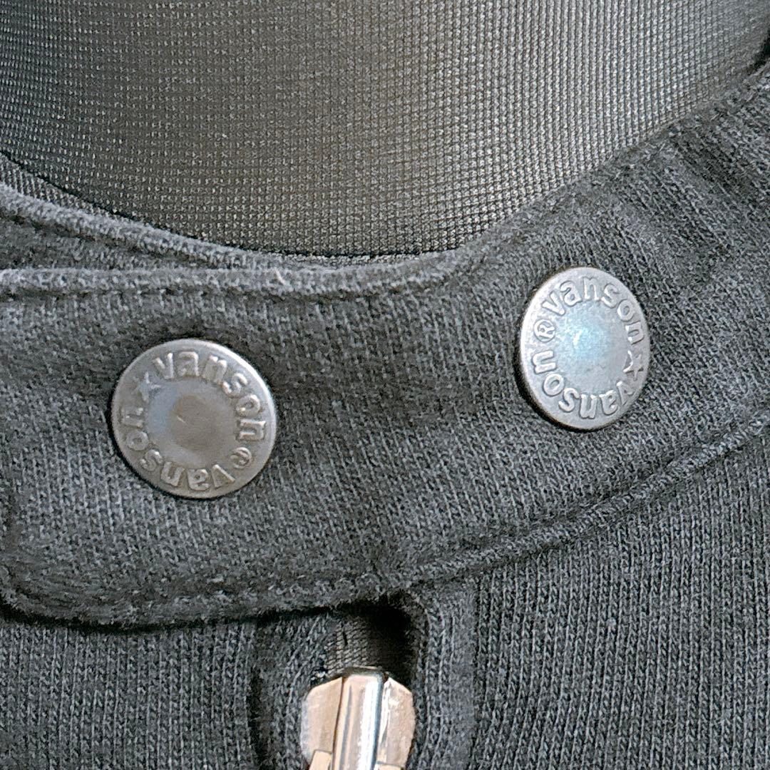 VANSON シングルライダースジャケット　ジップアップ　綿100 黒メンズL