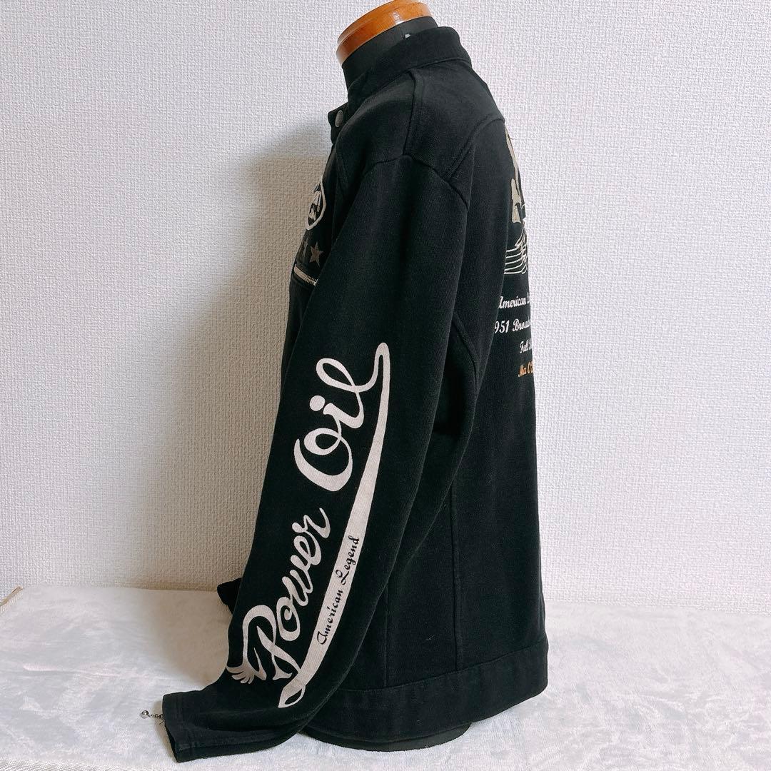 VANSON シングルライダースジャケット　ジップアップ　綿100 黒メンズL