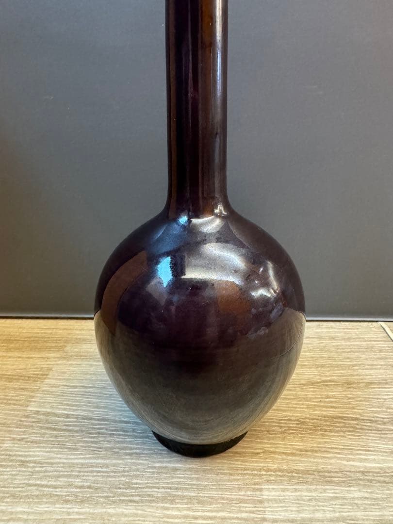 1512 【茶道具】中村翠嵐 紫交趾 鶴首花入　未使用