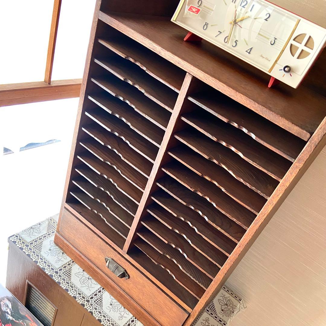 ビンテージ　古道具　木製　カルテ棚　書類棚　店舗什器　戸棚　箪笥　古民具