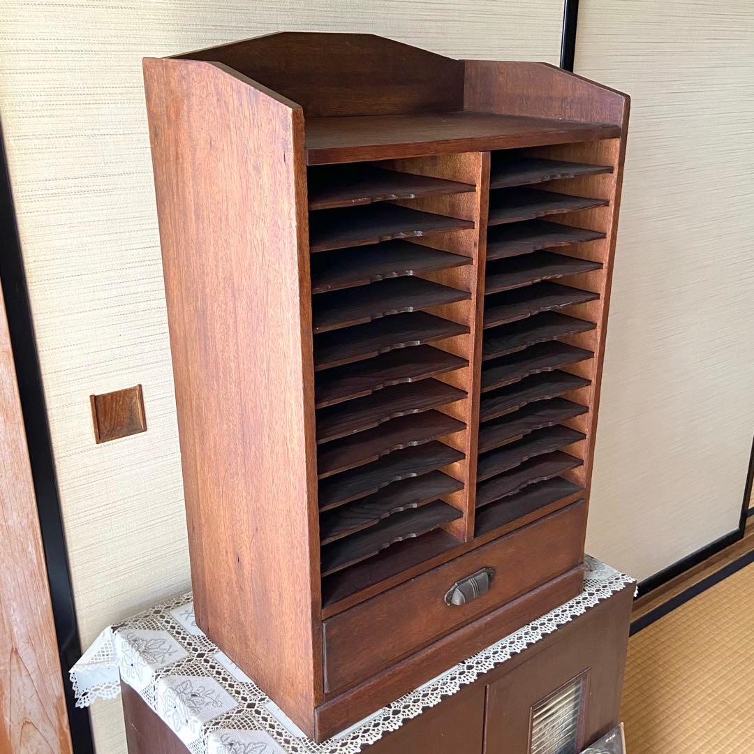 ビンテージ　古道具　木製　カルテ棚　書類棚　店舗什器　戸棚　箪笥　古民具