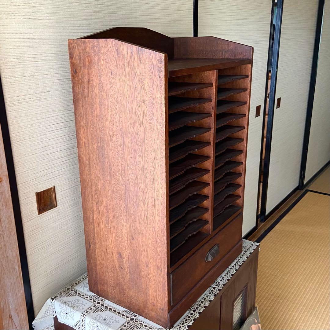 ビンテージ　古道具　木製　カルテ棚　書類棚　店舗什器　戸棚　箪笥　古民具