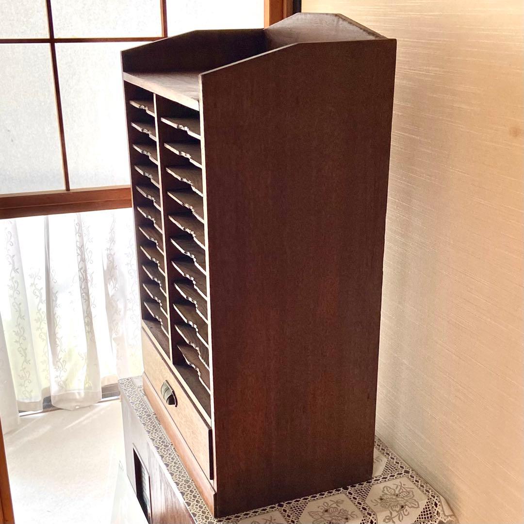 ビンテージ　古道具　木製　カルテ棚　書類棚　店舗什器　戸棚　箪笥　古民具