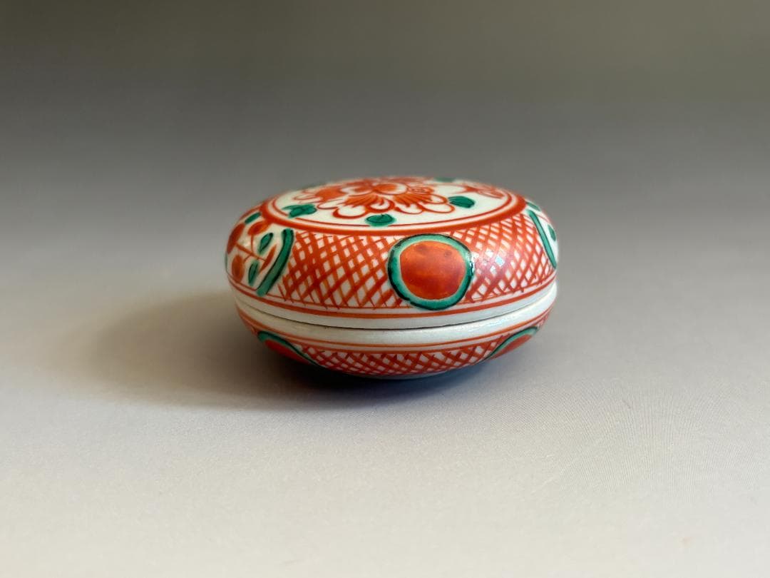 16代永楽善五郎　即全　赤絵花丸香合　而妙斎書付　茶道具　表千家