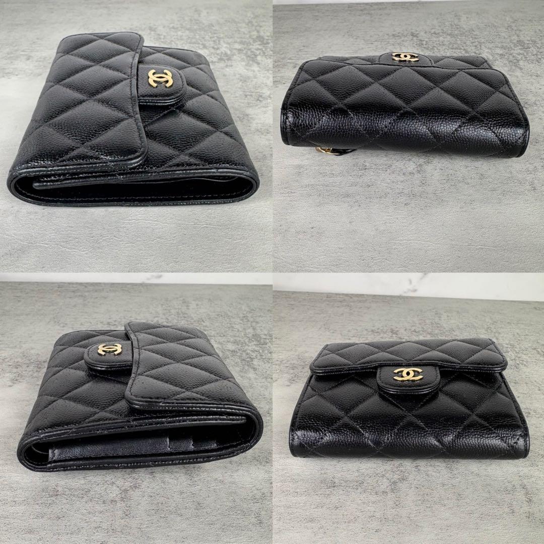 CHANEL キャビアスキン　マトラッセ　三つ折り財布　背面ケース