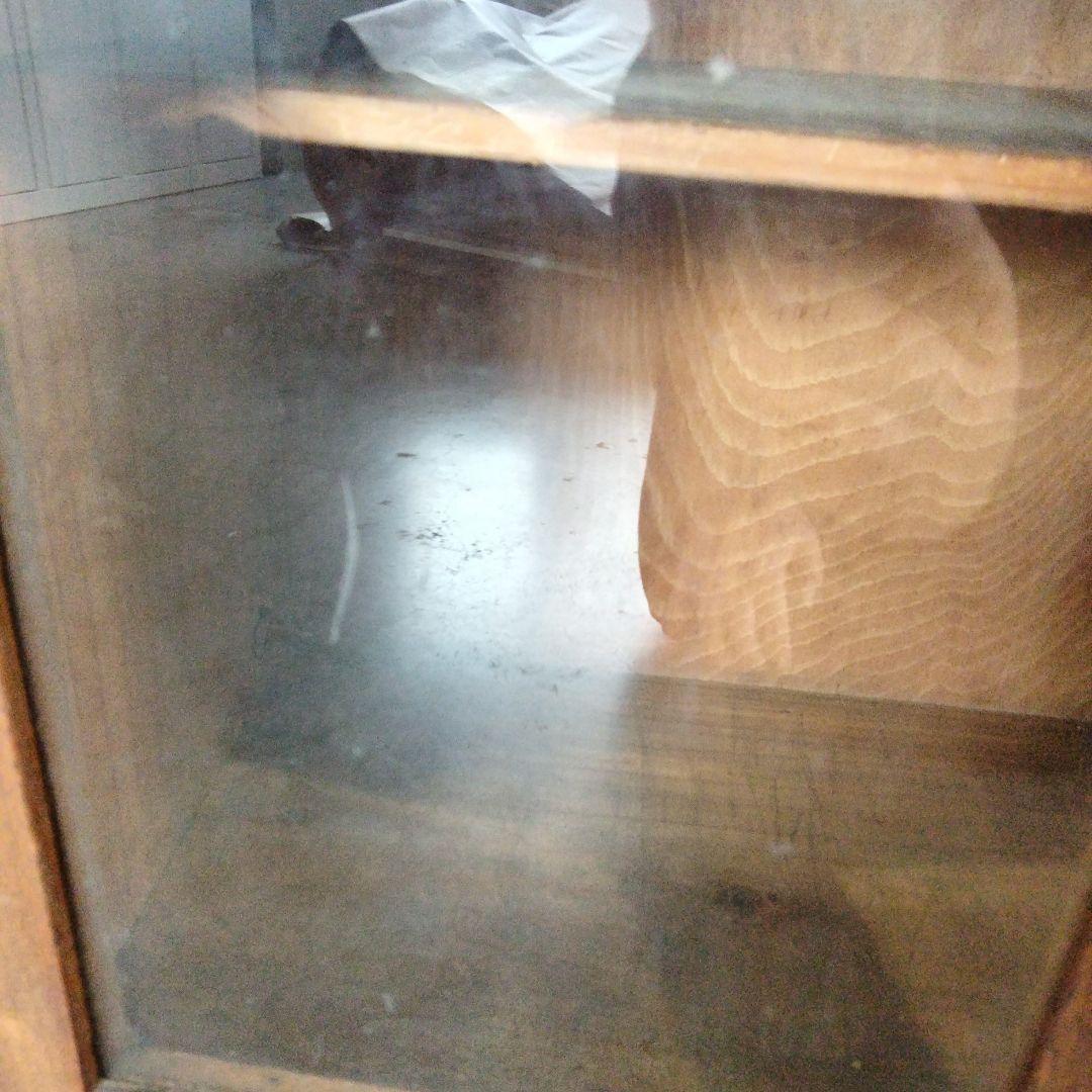 昭和レトロ 古家具 ガラス戸 木製キャビネット 食器棚 サイドボードカップボード