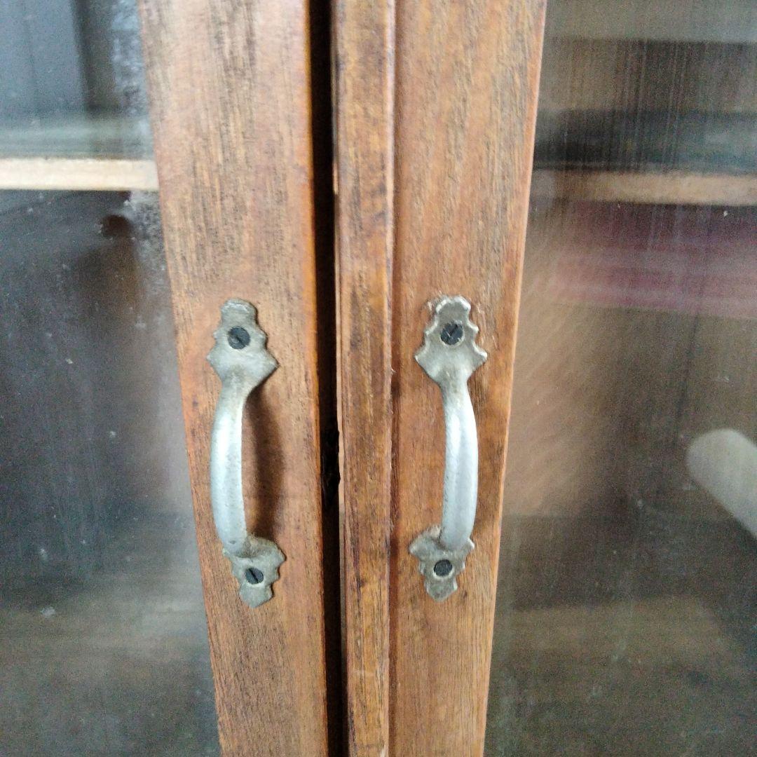 昭和レトロ 古家具 ガラス戸 木製キャビネット 食器棚 サイドボードカップボード