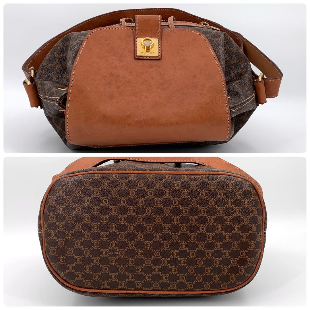 CELINE セリーヌ ショルダーバッグ 巾着 マカダム トリオンフ ブラウン