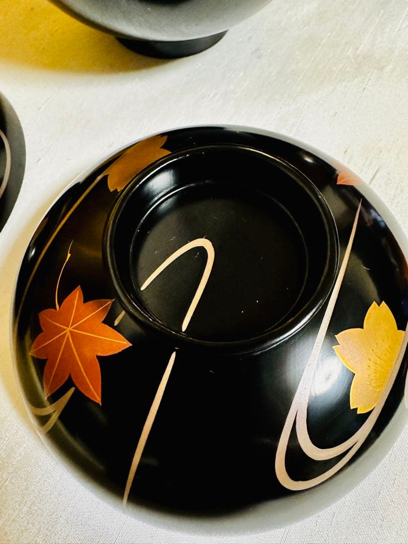 木製漆器　汁椀　吸物椀　もみじ蒔絵　骨董　G48