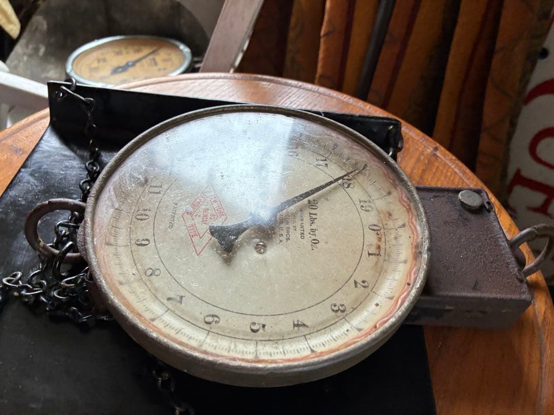 アンティーク　ハンギング　スケール　お皿チェーン付き　秤はかり　アメリカ100年