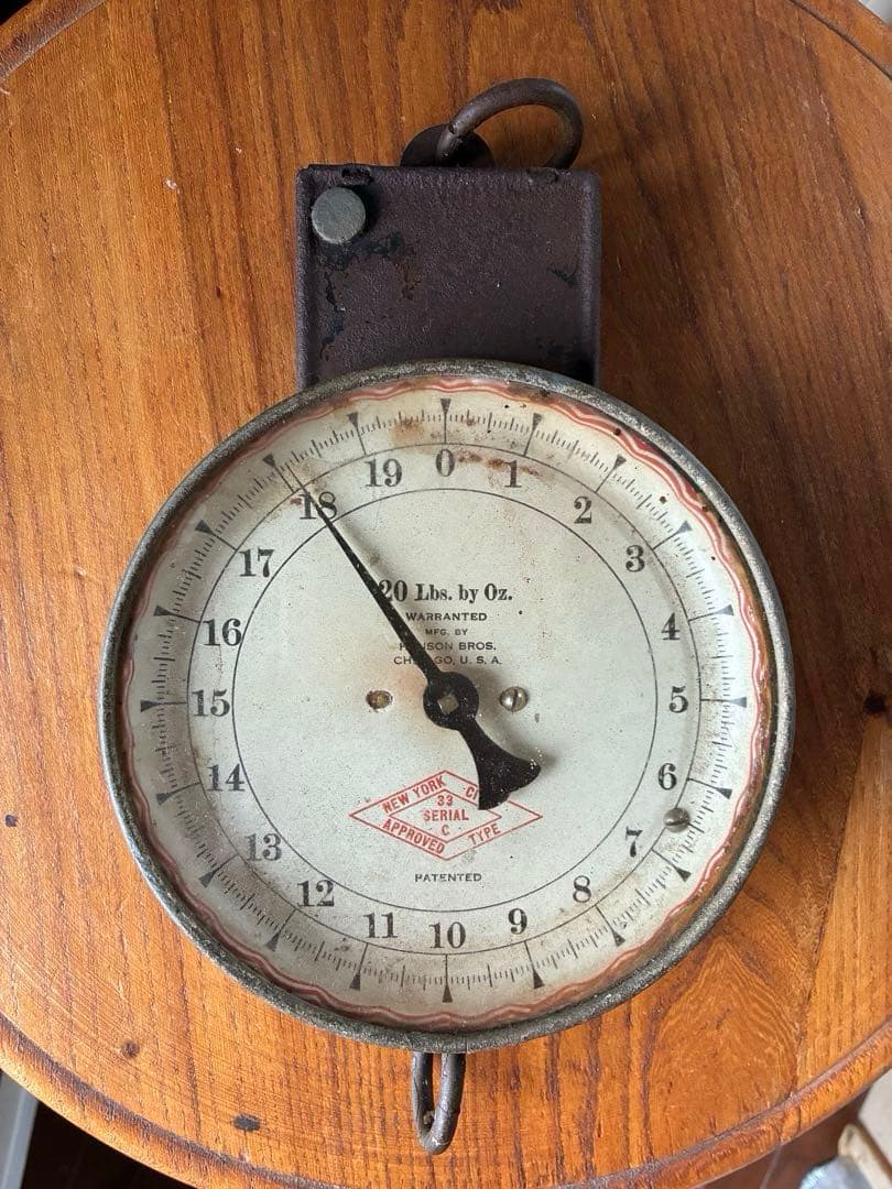 アンティーク　ハンギング　スケール　お皿チェーン付き　秤はかり　アメリカ100年