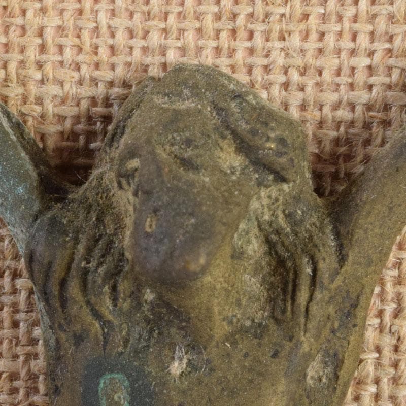 キリスト教　銅製　キリスト磔刑像　額装　C　9172