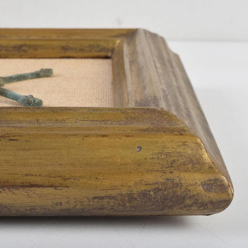 キリスト教　銅製　キリスト磔刑像　額装　C　9172