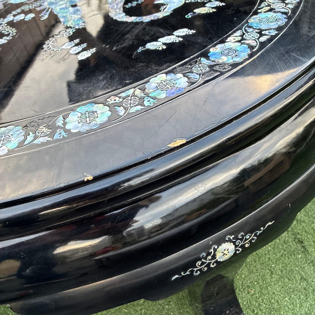 座卓 鳳凰アート 螺鈿細工 鳳凰 座卓テーブル黒 漆塗