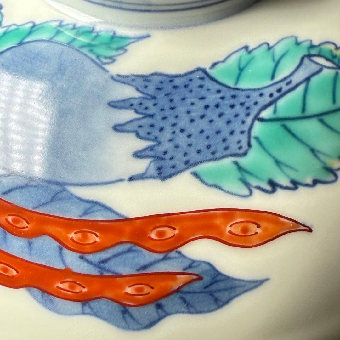 人間国宝　十三代　今泉今右衛門　錦　野菜絵蓋物　五客　共箱　有田焼　鍋島様式