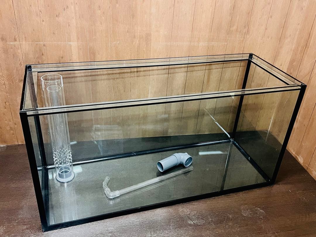 1200ｘ450ｘ600㎜オールガラス オーバーフロー水槽 フランジ加工付き