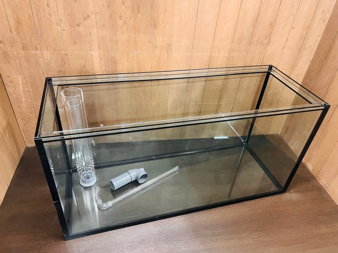 1200ｘ450ｘ600㎜オールガラス オーバーフロー水槽 フランジ加工付き