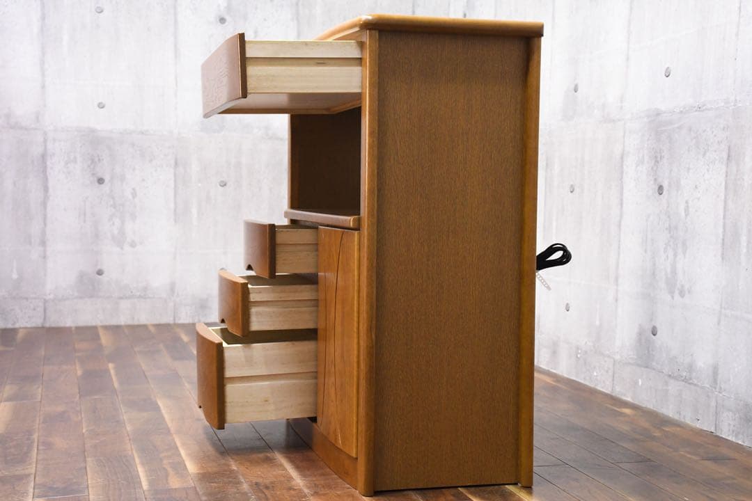 EDK82 浜本工芸 ナラ無垢材 ファックス台 2口コンセント付き 電話台